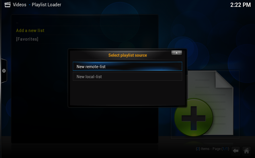 how to get playlist loader on kodi